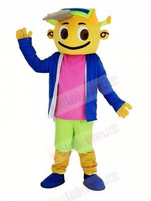 Cap Boy with Blue Coat Mascot Costume People	