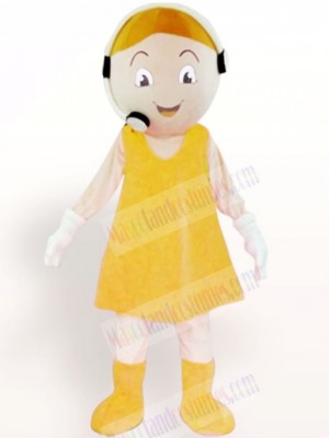 Customer Service Representative Plush Adult in Yellow Dress Mascot Costume