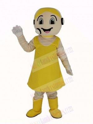 Customer Service Representative in Yellow Dress Mascot Costume