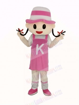 Pink Hat Girl Mascot Costume People