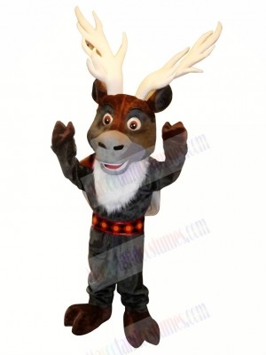 Grey Reindeer with Big Eyes Mascot Costumes Cartoon