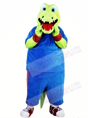 Green Alligator with Blue Suit Mascot Costumes Animal	