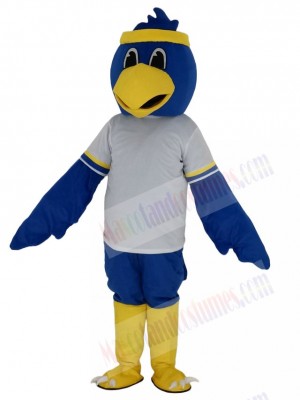 Cute Blue Falcon with White T-shirt Mascot Costume College