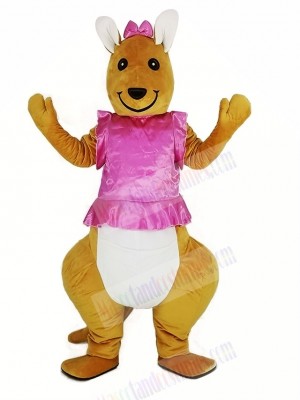 Pink Dress Kangaroo Mascot Costume Animal