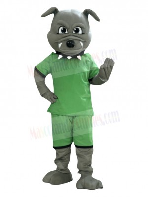 Bulldog in Green Jersey Mascot Costume