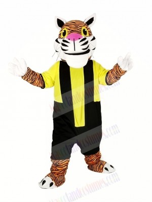 Power Tiger with Black and Yellow Sweatshirt Mascot Costume Animal	