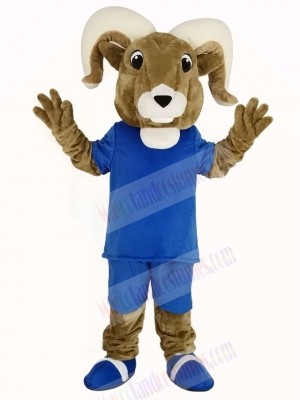 Sport Ram with Blue T-shirt Mascot Costume Adult