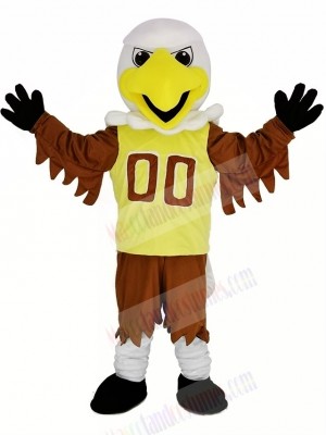 College Eagle with Yellow Vest Mascot Costume Cartoon