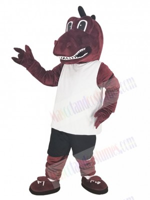 Red Dragon Athlete in White T-shirt Mascot Costume