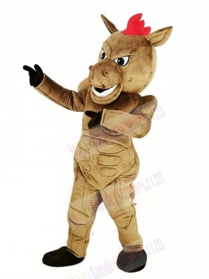 Brown Muscle Power Horse Mascot Costume Animal