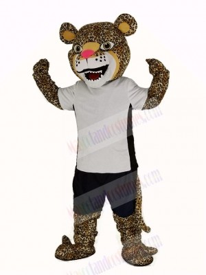 Strong Jaguar with T-shirt Mascot Costume Animal