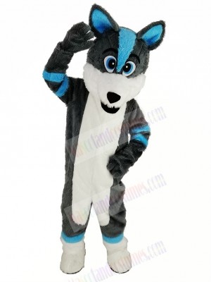 Blue and Gray Husky Dog Fursuit Mascot Costume