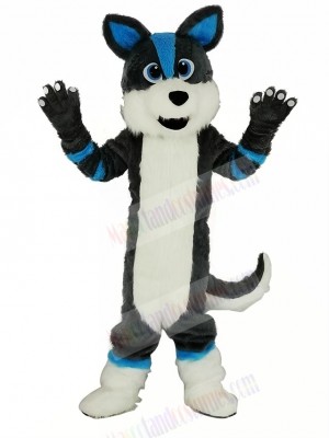 Cute Gray and Blue Husky Dog Fursuit Mascot Costume Cartoon