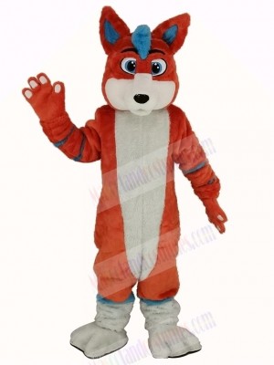 Orange and Blue Husky Dog Fursuit Mascot Costume