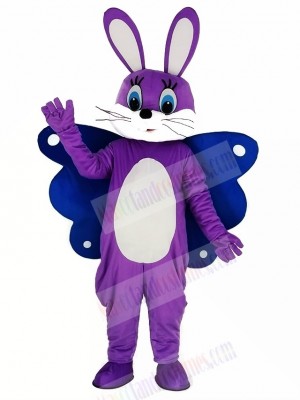 Butterfly Easter Purple Bunny Mascot Costume Cartoon	