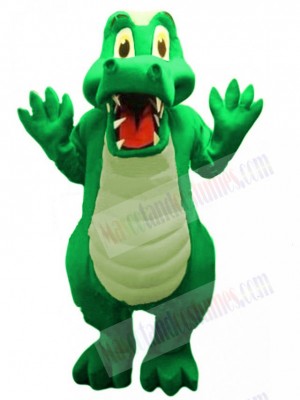 Green Alligator Mascot Costume Animal with Tan Green Belly