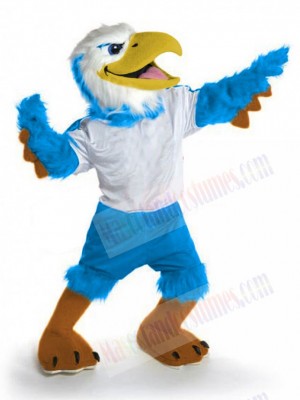 Light Blue and White Eagle Mascot Costume Animal