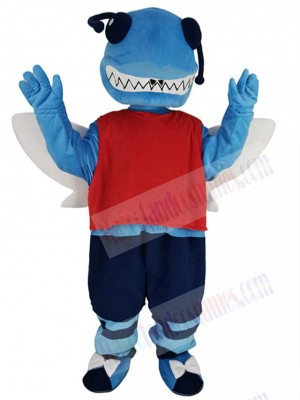Blue Hornet Mascot Costume in Dark Blue Shorts Animal