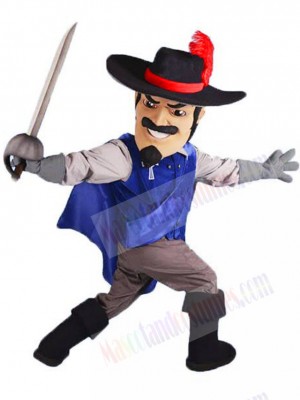 Cavalier Rapid Mascot Costume Holding Sword People