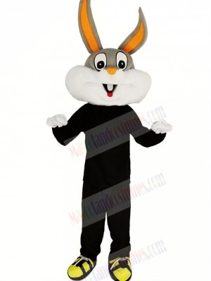 Gray and White Rabbit with Black Coat Mascot Costume