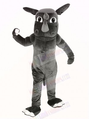 Muscle Gray Rhino Mascot Costume Animal