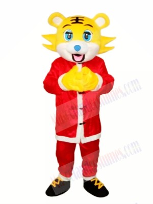 Yellow face Christmas Tiger Mascot Adult Costume Free Shipping 