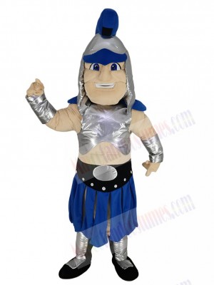 Brave Blue Spartan Warrior Mascot Costume People