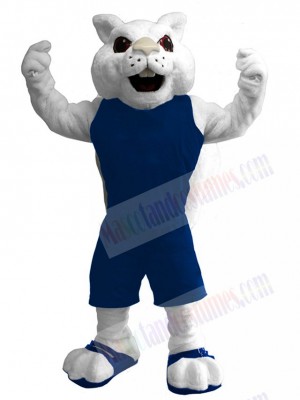 White Squirrel Mascot Costume Animal in Blue Jersey