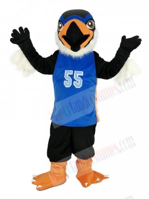 Black Eagle in Blue Jersey Mascot Costume