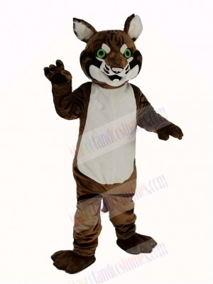 Brown Bobcats with Green Eyes Mascot Costume Animal