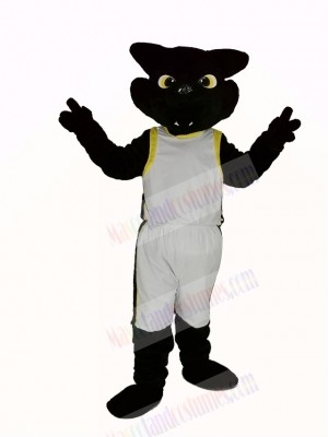 Cool Black Panther with White Coat Mascot Costume Adult