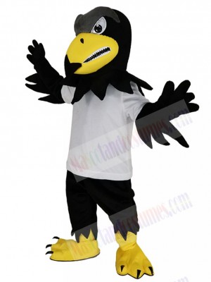 Fierce Falcon Eagle in White T-shirt Mascot Costume