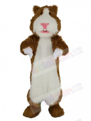 Brown and White Hamster with Pink Nose Mascot Costume