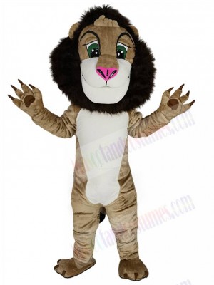 Happy Lion Mascot Costume Animal with Pink Nose