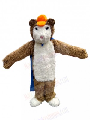 Furry Hamster with Orange Hat Mascot Costumes Cartoon