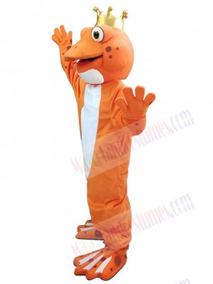 Orange Frog wear Crown Mascot Costume Animal
