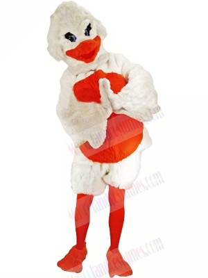 Furry White and Orange Duck Mascot Costumes Cartoon