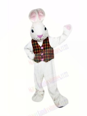 White Easter Bunny with Vest Mascot Costumes Cartoon