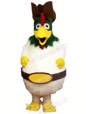 White Furry Rooster Mascot Costumes Cartoon