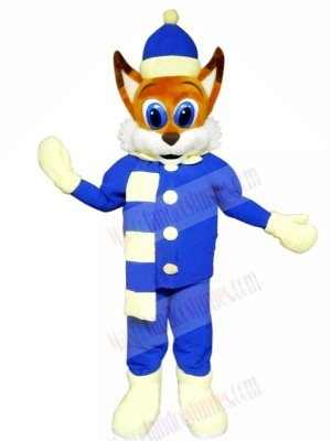 Brown Fox with Blue Suit Mascot Costumes Cartoon	