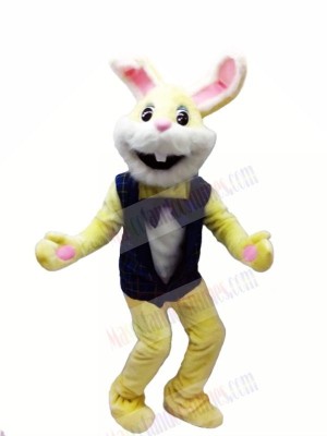 Yellow Bunny with Black Vest Mascot Costumes Cartoon