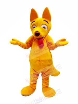 Yellow Dog with Long Tongue Mascot Costumes Cartoon