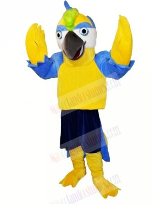 Yellow Parrot with Blue Eyebrows Mascot Costumes Cartoon