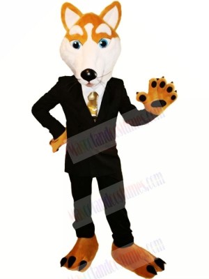 Gentlemanly Wolf with Suit Mascot Costumes Cartoon