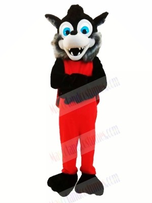 Gray Wolf with Red Clothes Mascot Costume Animal