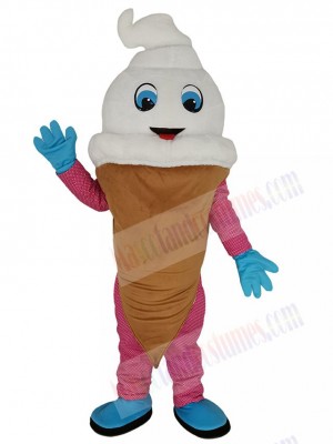 Cute White Ice Cream Mascot Costume Cartoon