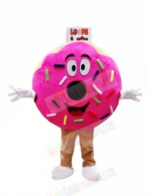Pink Donut Mascot Costume Cartoon
