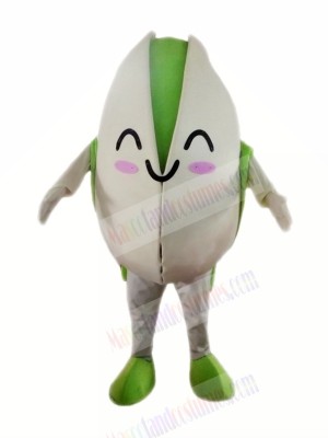 Smiling Pistachio Mascot Costume Cartoon