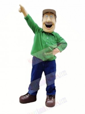 Argo Man with Green Coat Mascot Costume