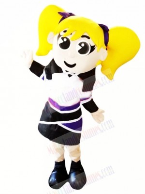 Cheerleader with Yellow Hair Mascot Costume People